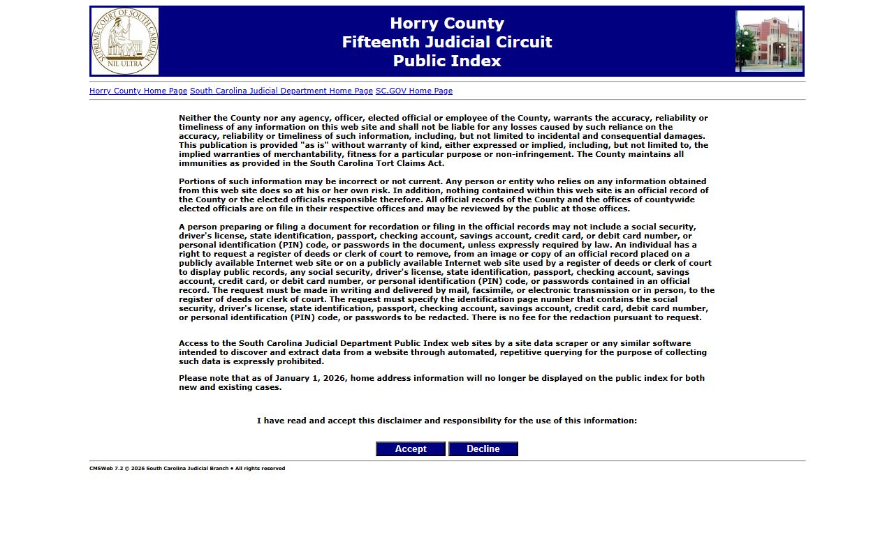 Myrtle Beach civil court records and Horry County Court of Common Pleas resources