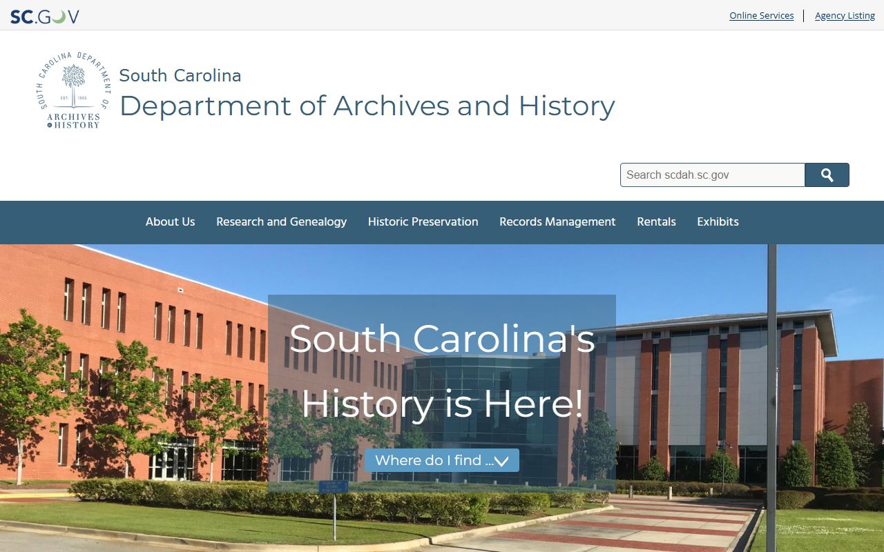 South Carolina Department of Archives and History for historical civil court records